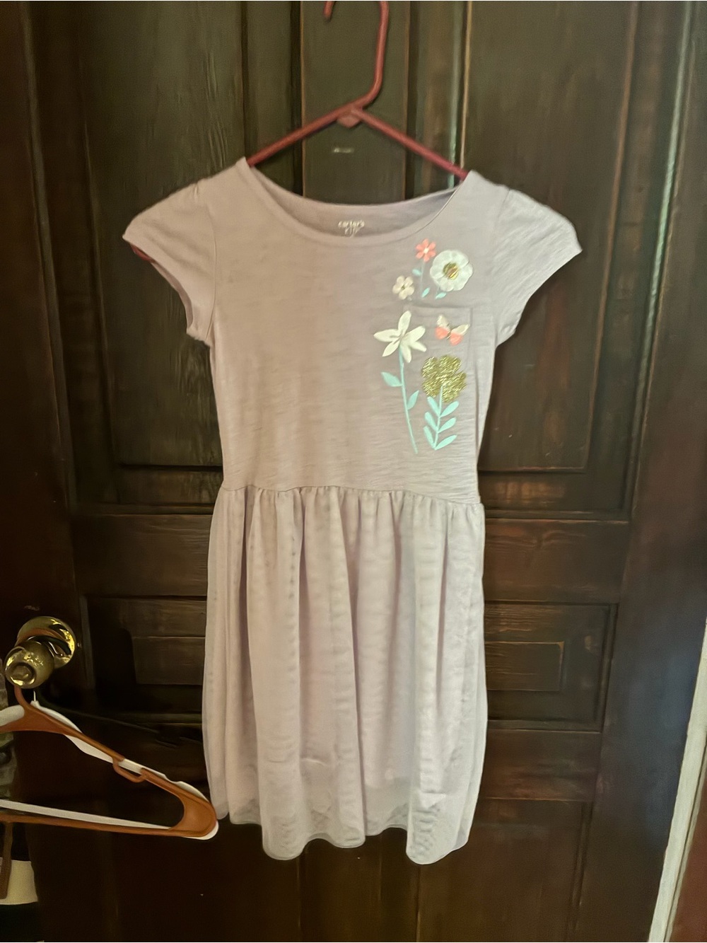 Carter's Lavender Knit Dress with Embroidered Flowers